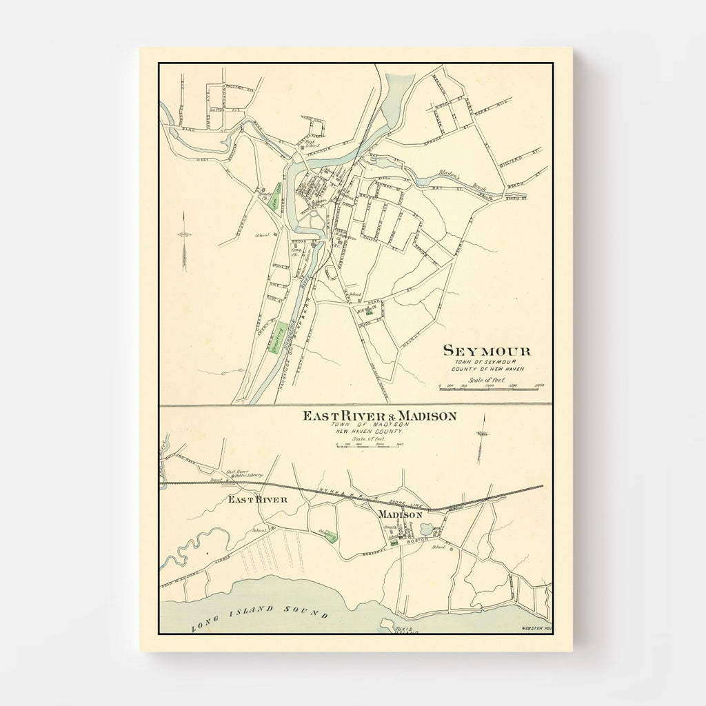 Vintage Map of Madison, Connecticut 1893