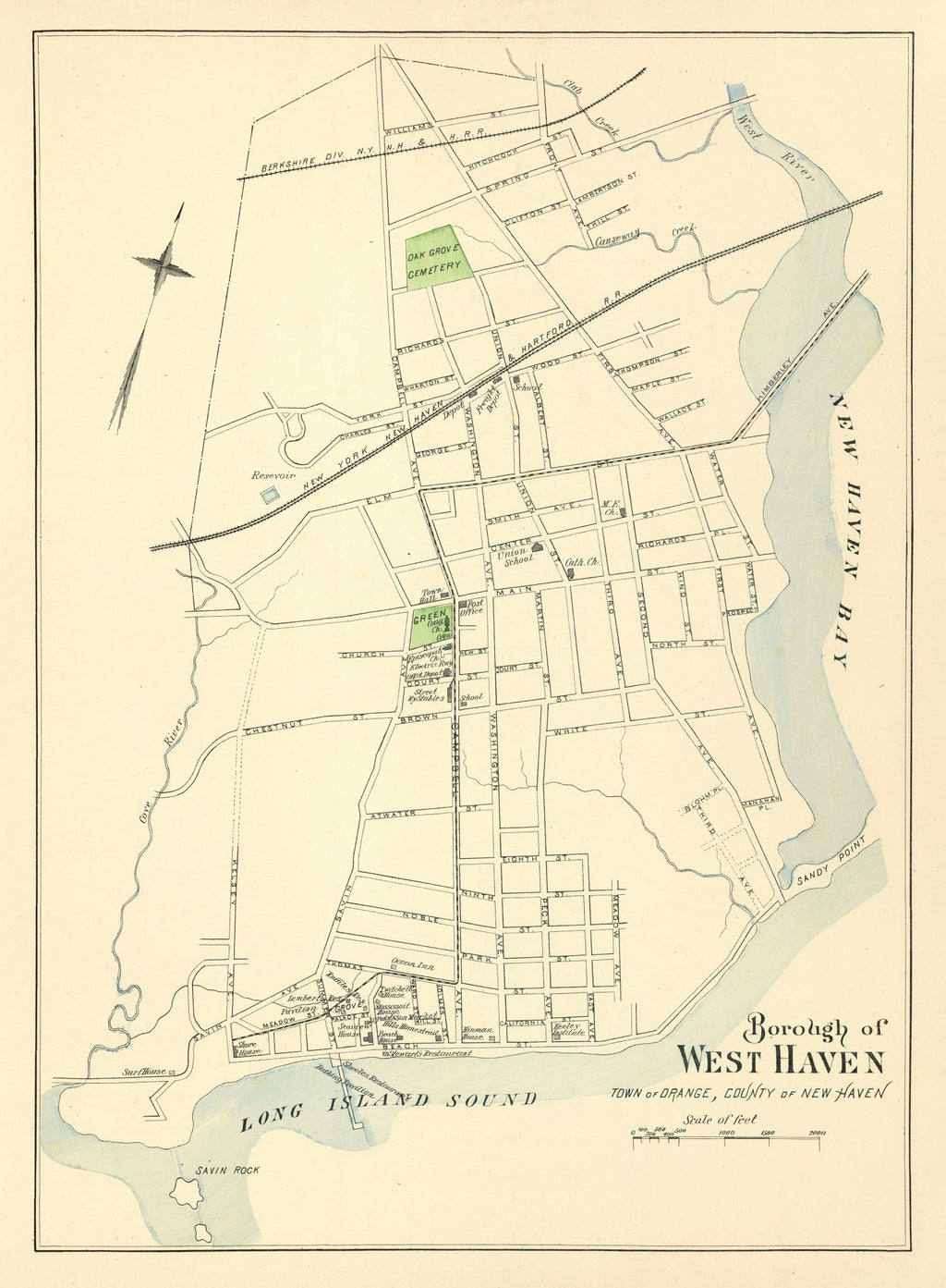 Vintage Map of West Haven, Connecticut 1893