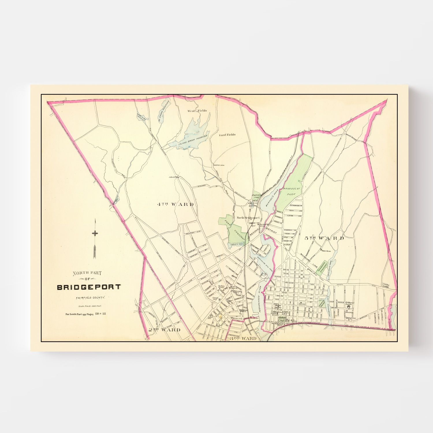 Vintage Map of Bridgeport, Connecticut 1893