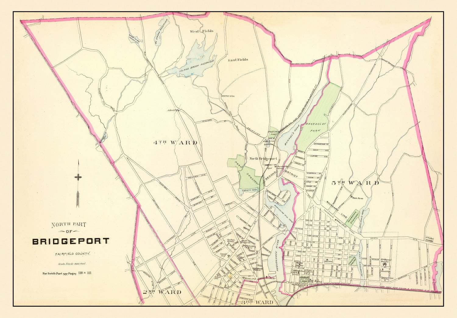 Vintage Map of Bridgeport, Connecticut 1893