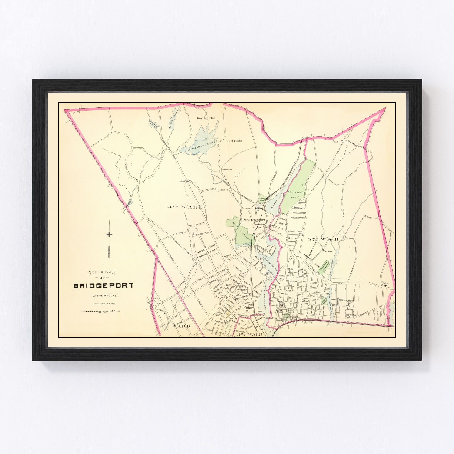 Vintage Map of Bridgeport, Connecticut 1893