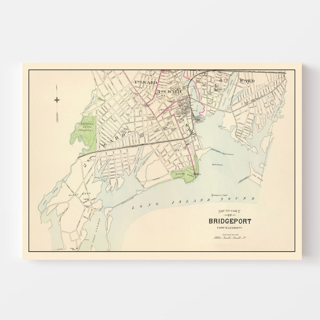 Vintage Map of Bridgeport, Connecticut 1893
