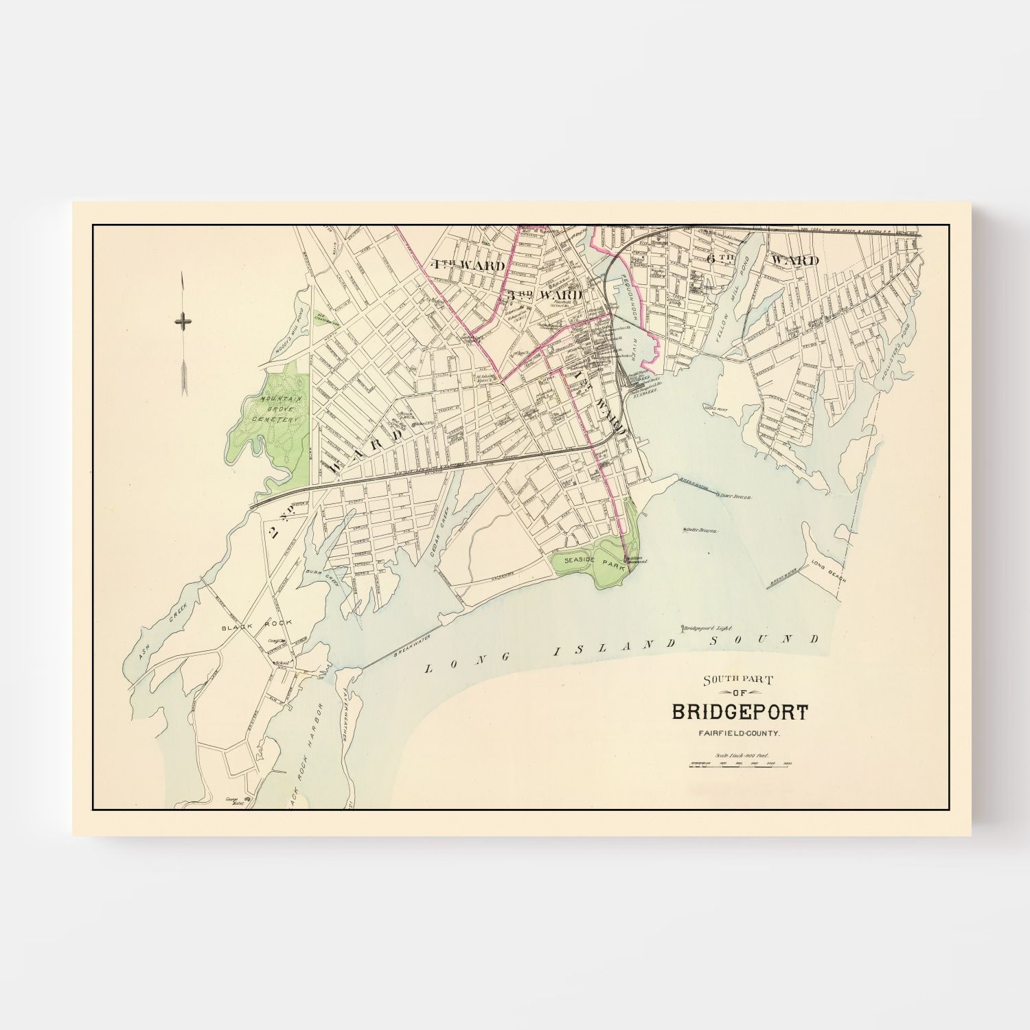 Vintage Map of Bridgeport, Connecticut 1893