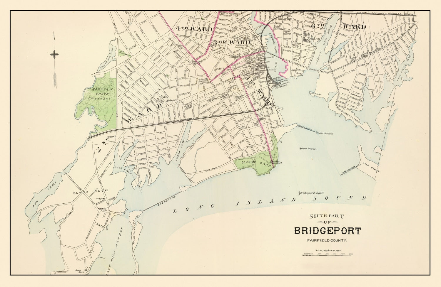 Vintage Map of Bridgeport, Connecticut 1893
