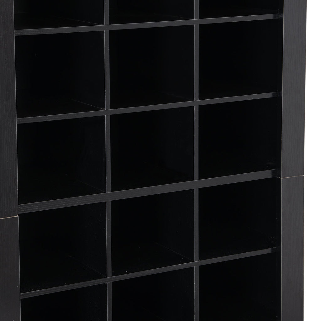 ON-TREND Stylish Design 30 Shoe Cubby Console, Contemporary Shoe Cabinet with Multiple Storage Capacity, Free Standing Tall Cabinet with Versatile Use for Hallway,  Bedroom, Black