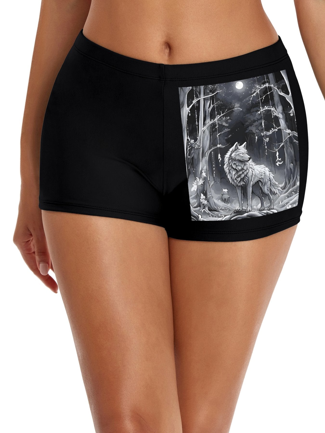 Ethereal Wolf in the Moonlight Boy Shorts Underwear for Women (Front Printing)