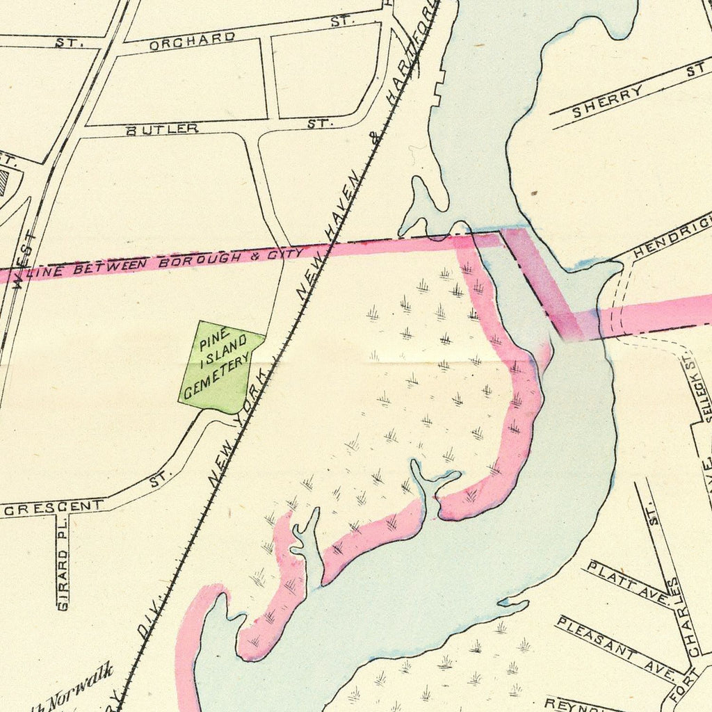 Vintage Map of Norwalk, Connecticut 1893