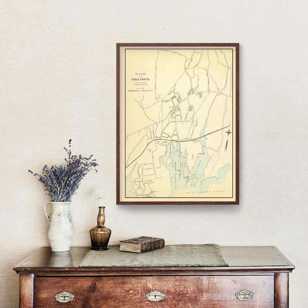 Vintage Map of Greenwich, Connecticut 1893