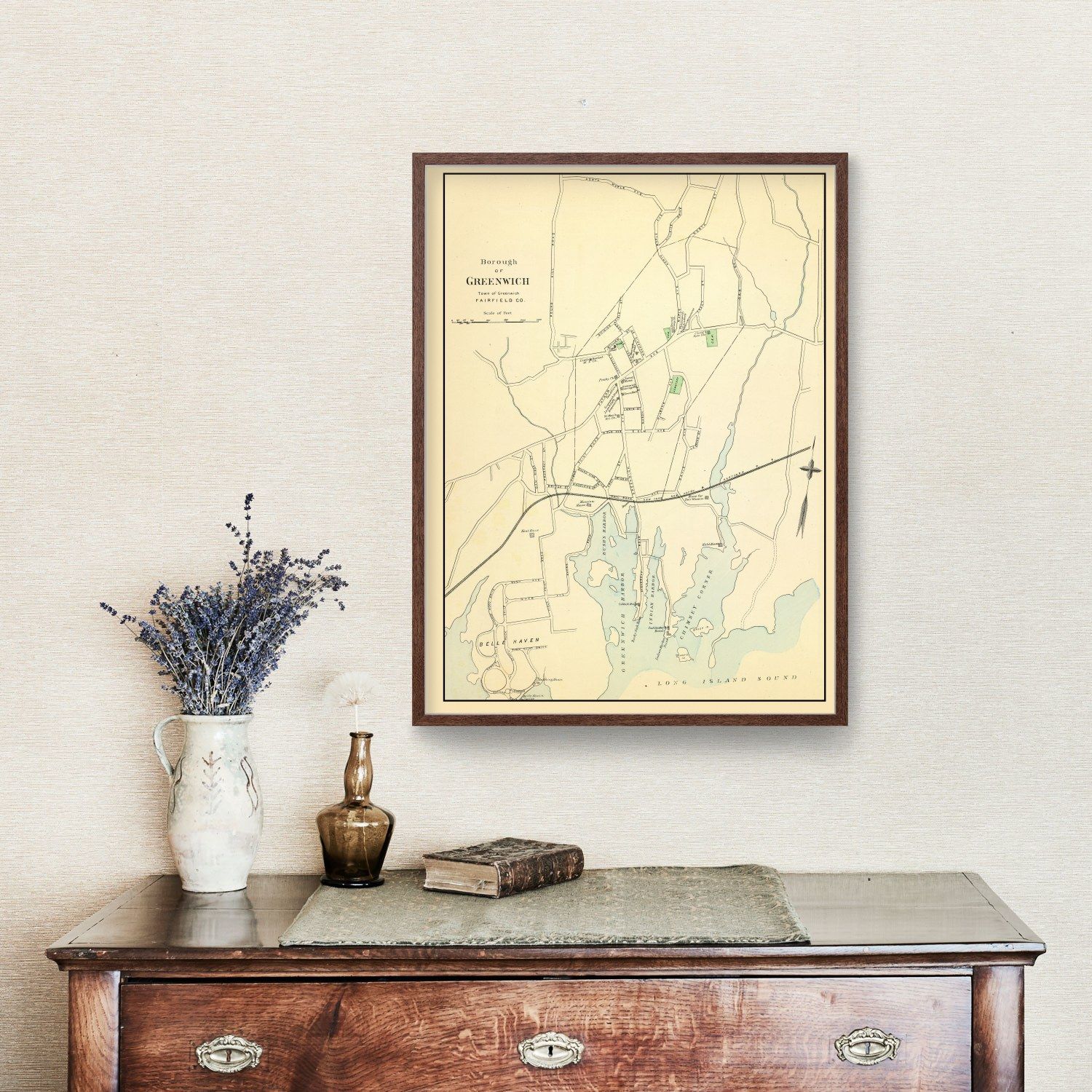 Vintage Map of Greenwich, Connecticut 1893