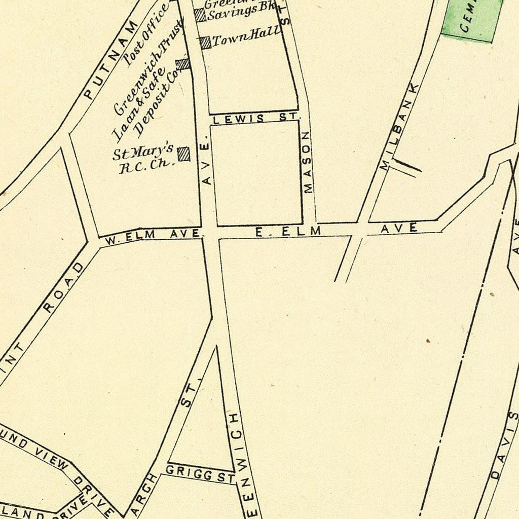 Vintage Map of Greenwich, Connecticut 1893