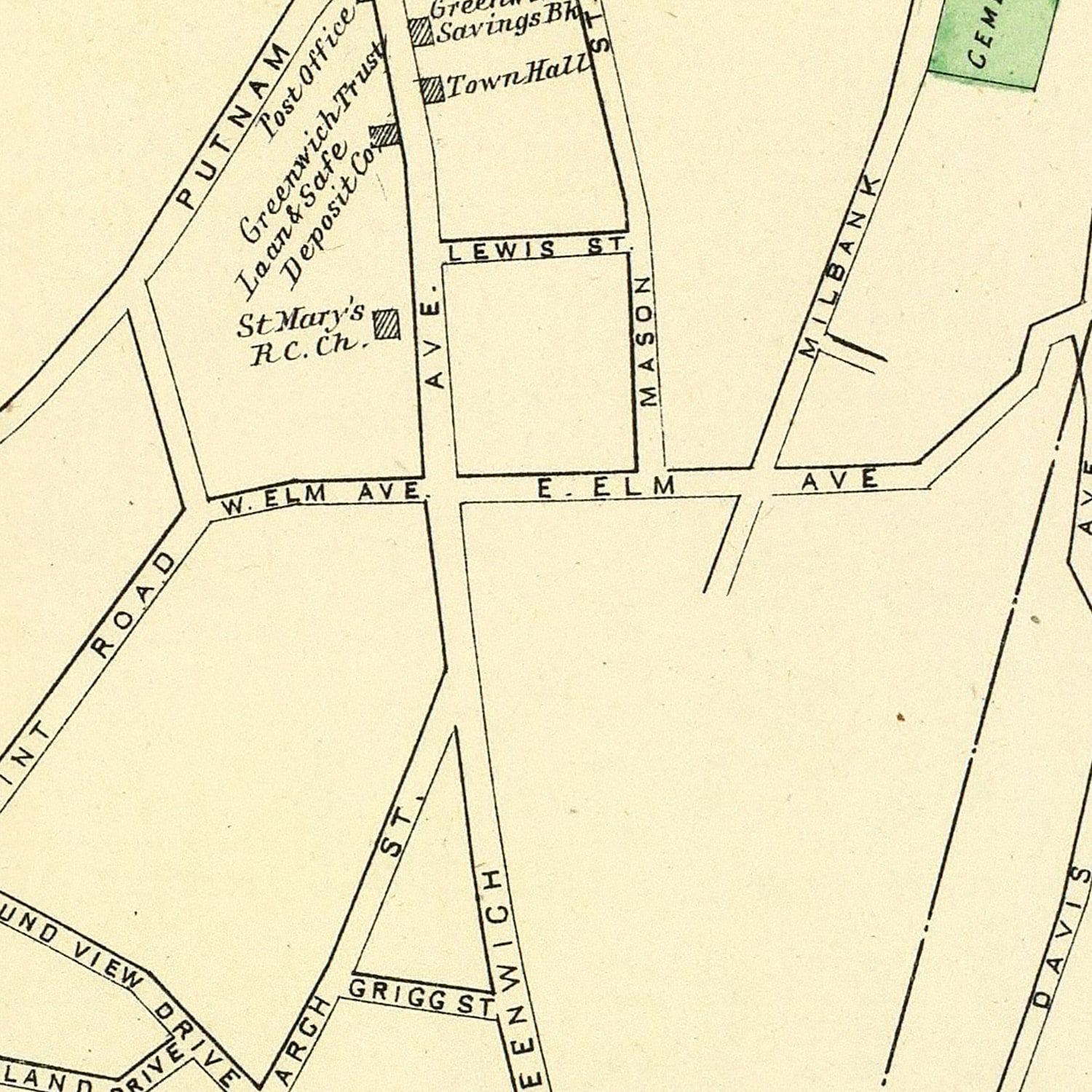 Vintage Map of Greenwich, Connecticut 1893