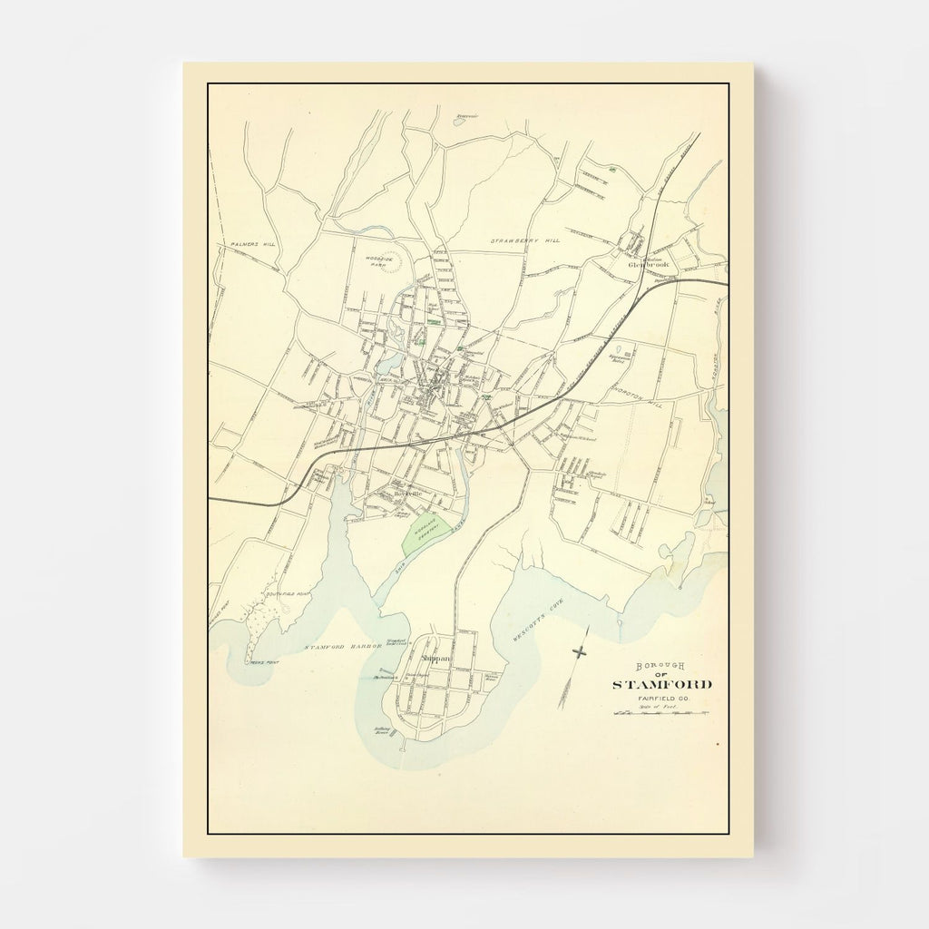Vintage Map of Stamford, Connecticut 1893
