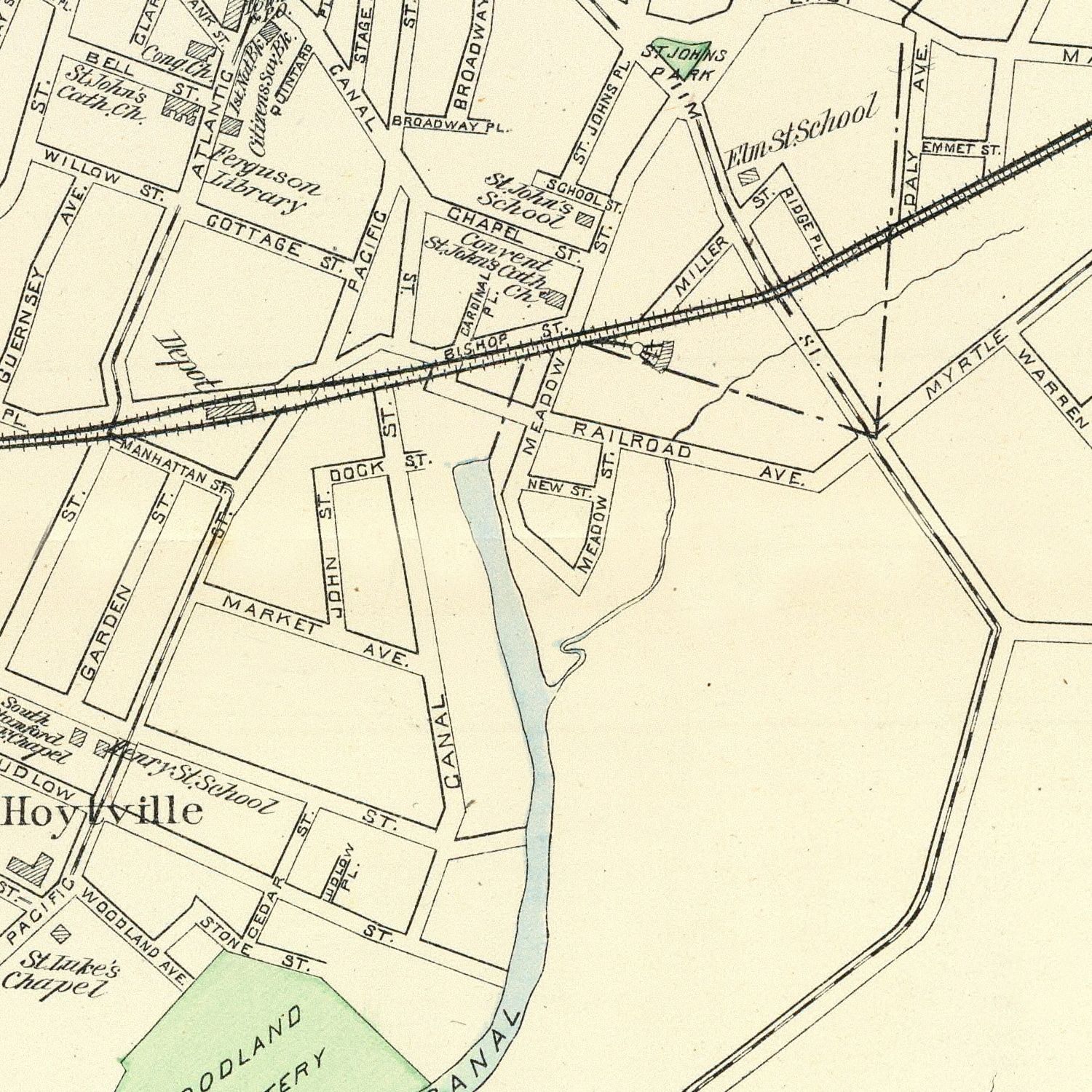 Vintage Map of Stamford, Connecticut 1893