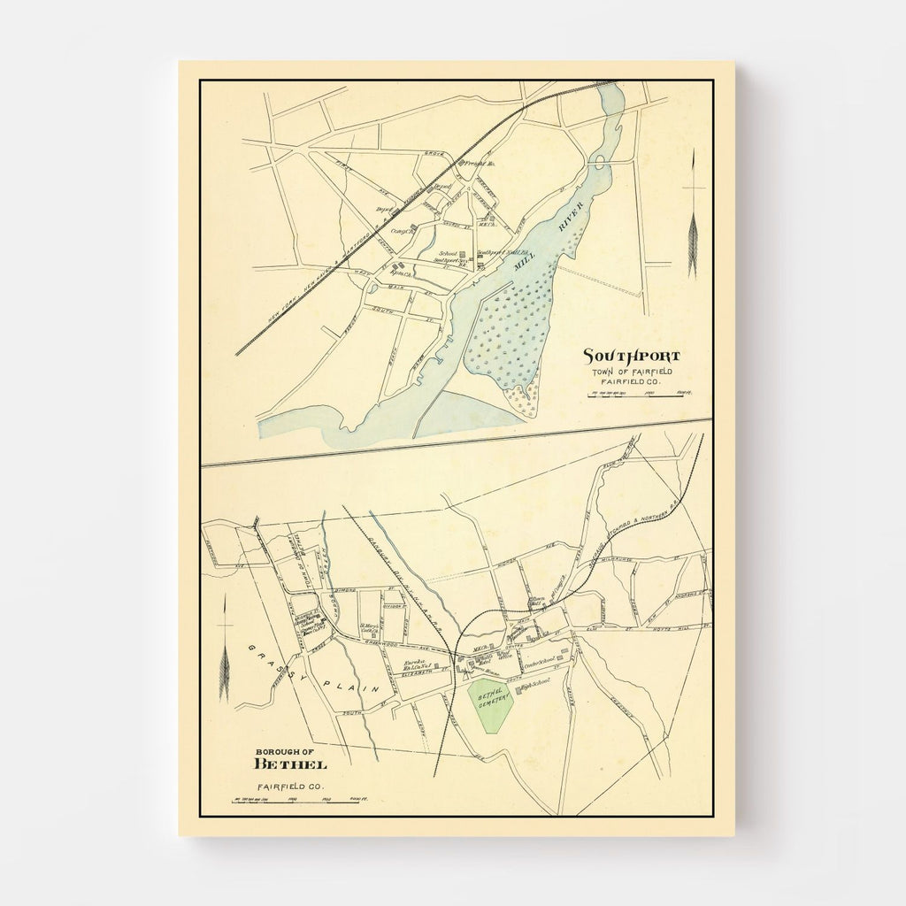 Vintage Map of Bethel, Connecticut 1893