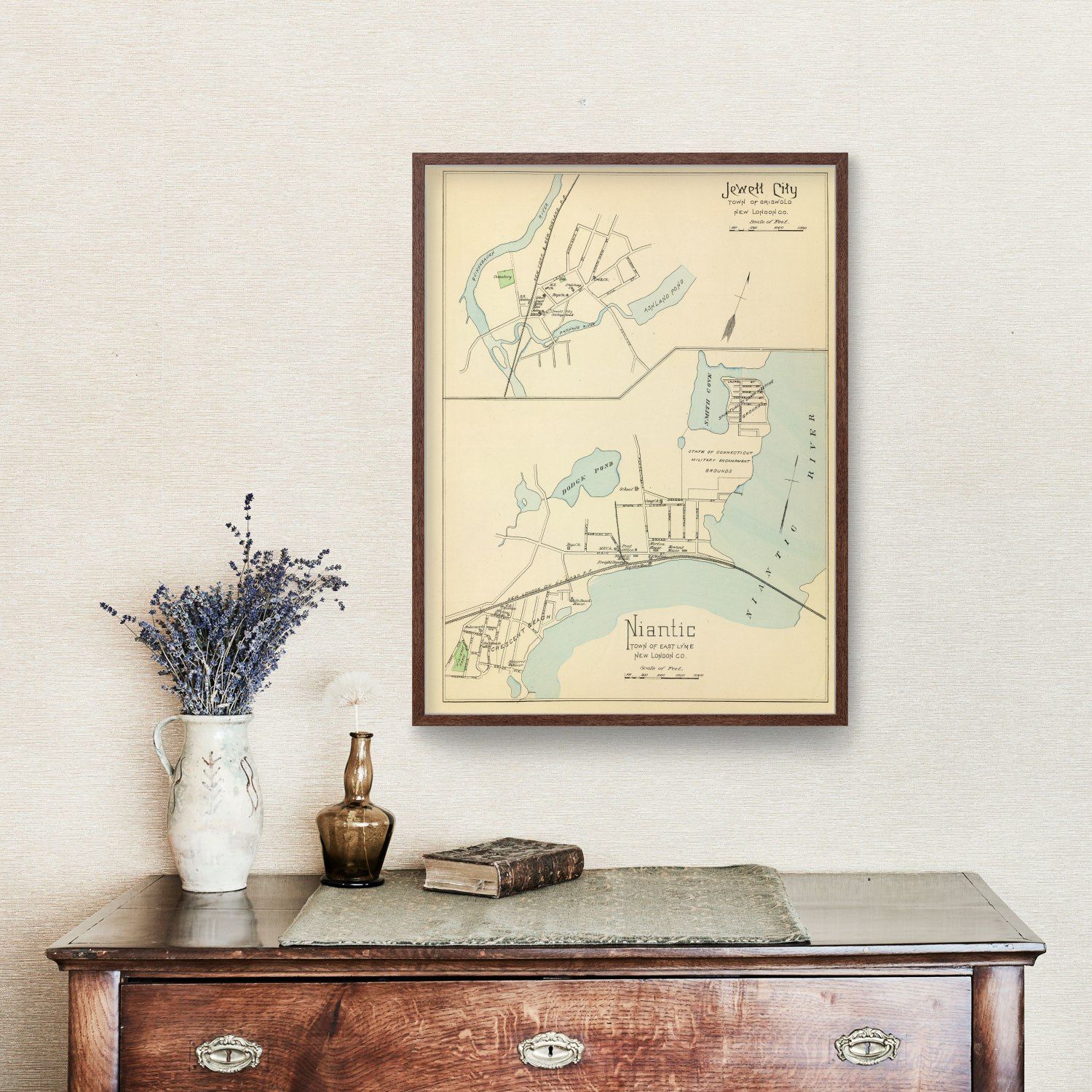 Vintage Map of Jewett City, Connecticut 1893