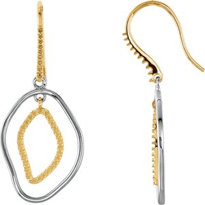 14K Yellow/White Gold Right Open Silhouette Earring Mounting