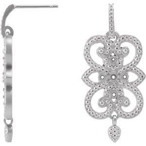 Sterling Silver & 14K White Gold Dangle Earring Mounting