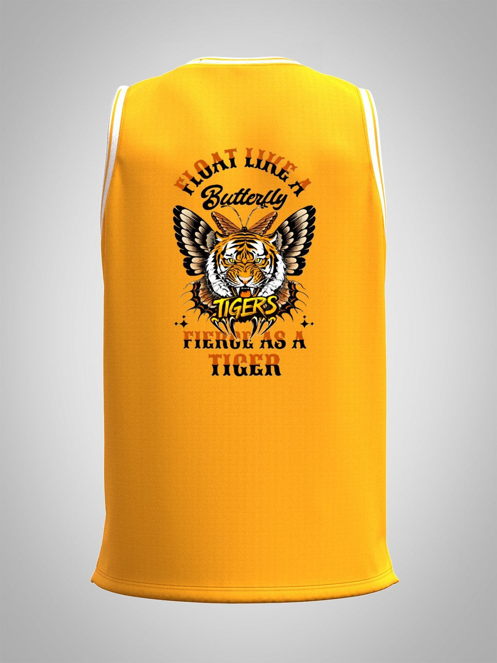 Float Like a Butterfly Fierce as a Tiger Adult Yellow Basketball Jersey | Ships From USA