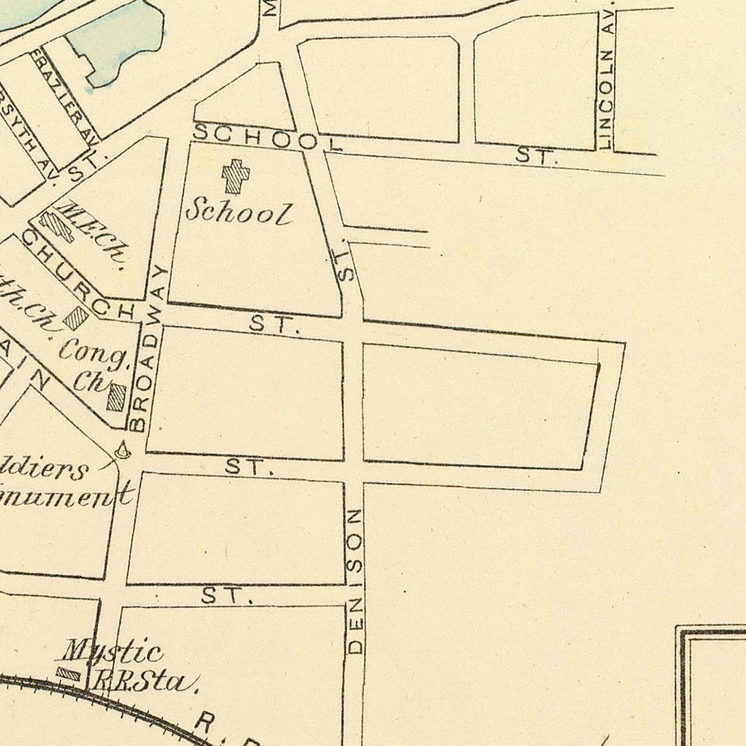Vintage Map of Mystic, Connecticut 1893