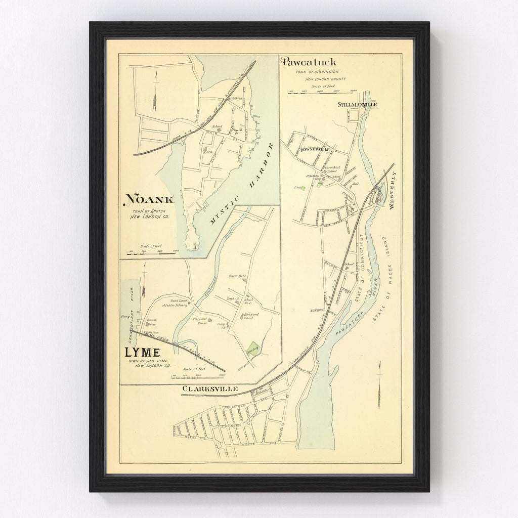 Vintage Map of Noank, Connecticut 1893