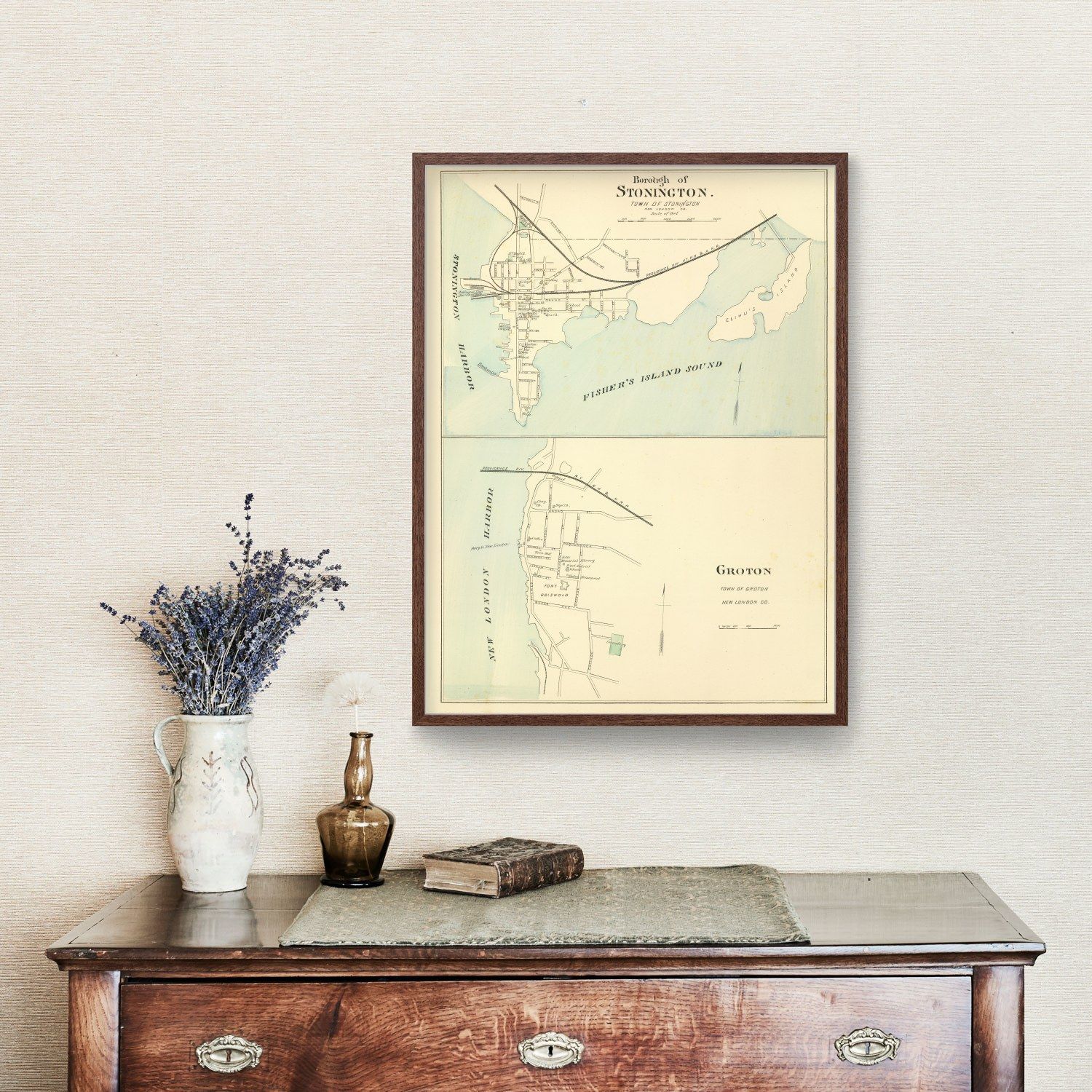 Vintage Map of Groton, Connecticut 1893