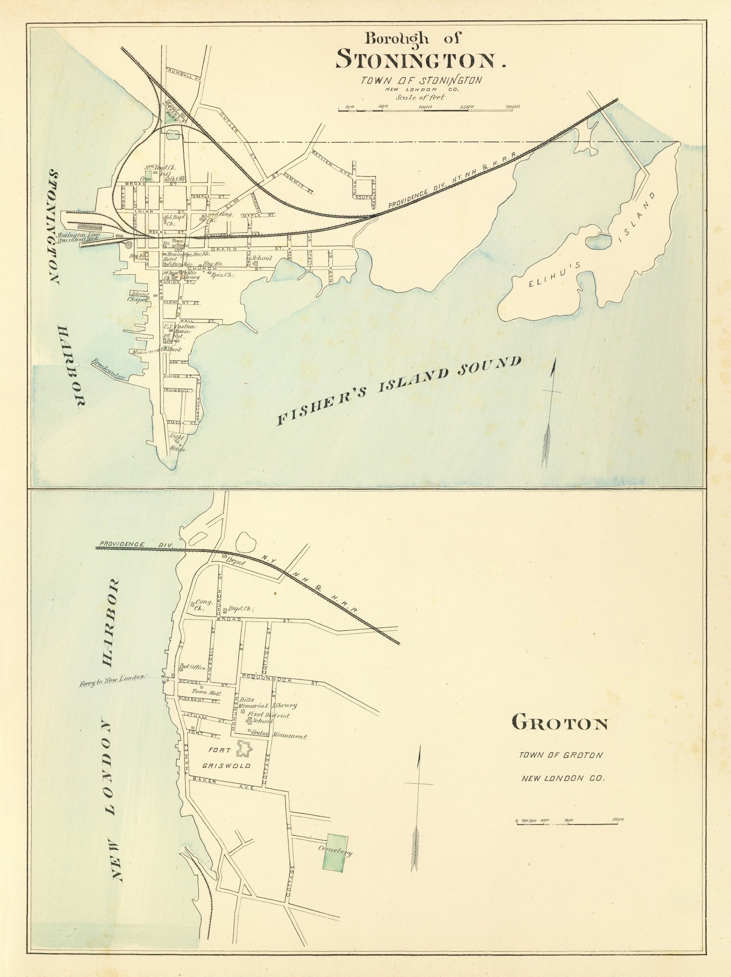 Vintage Map of Groton, Connecticut 1893