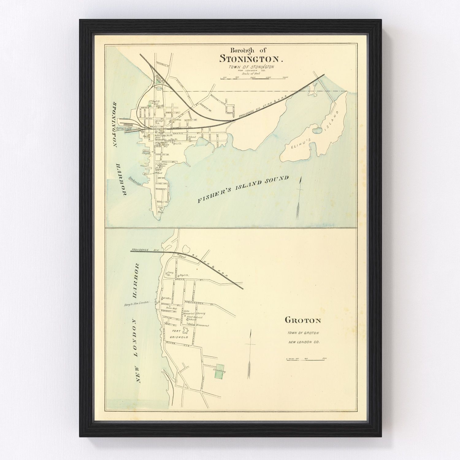 Vintage Map of Groton, Connecticut 1893