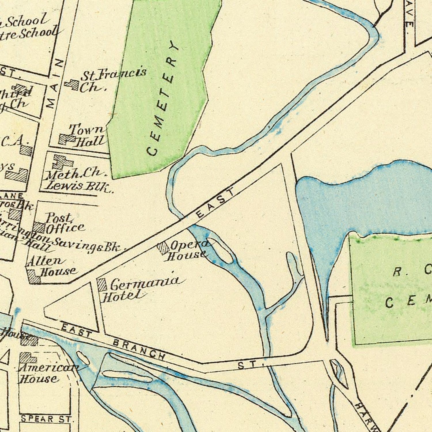 Vintage Map of Torrington, Connecticut 1893