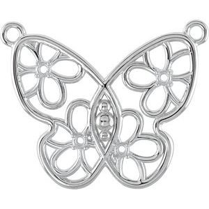 Platinum Accented Butterfly & Floral Necklace Center