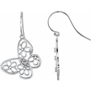 Sterling Silver Accented Floral Butterfly Right Earring Mounting