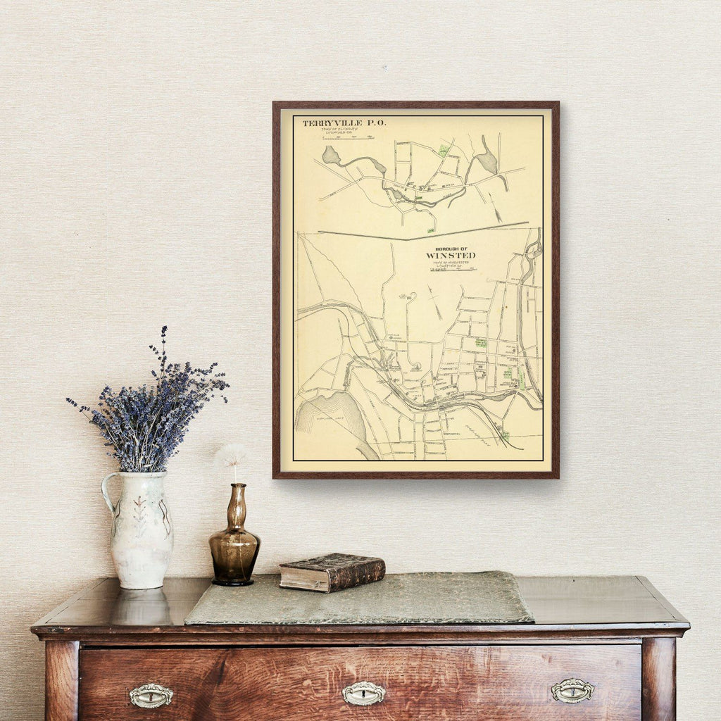 Vintage Map of Terryville, Connecticut 1893