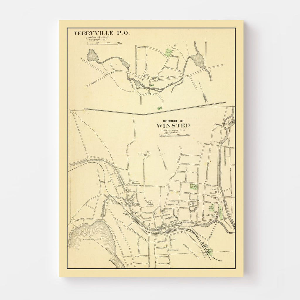 Vintage Map of Terryville, Connecticut 1893