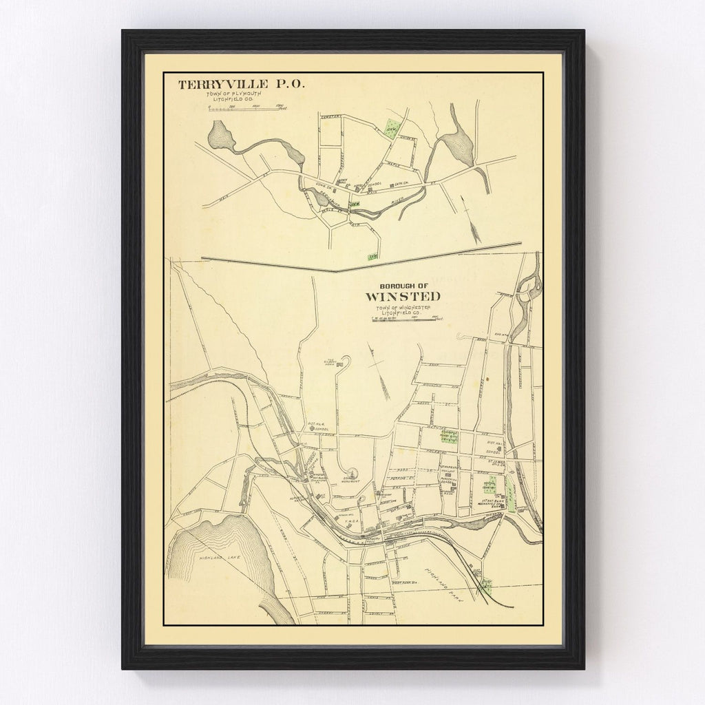Vintage Map of Terryville, Connecticut 1893