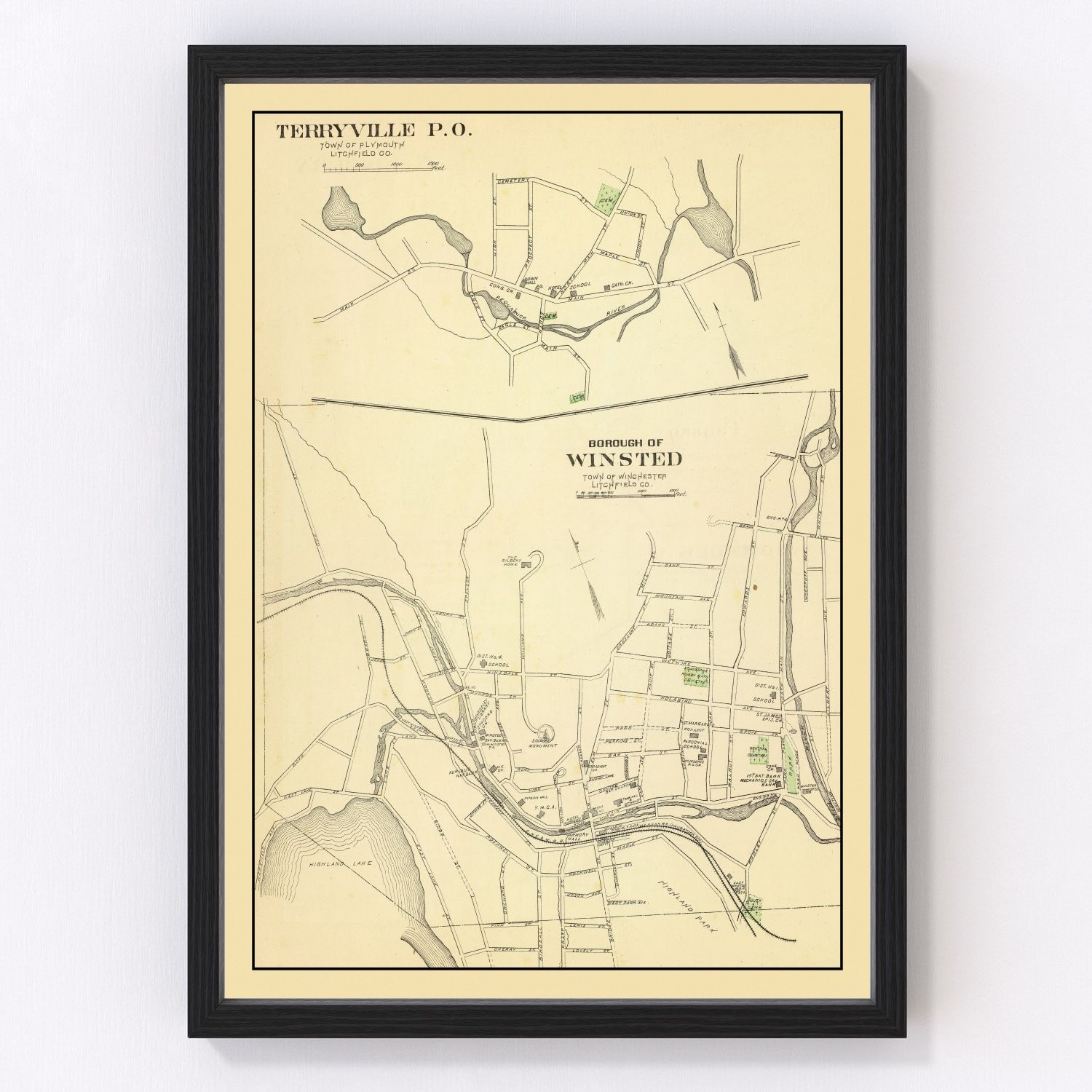 Vintage Map of Terryville, Connecticut 1893