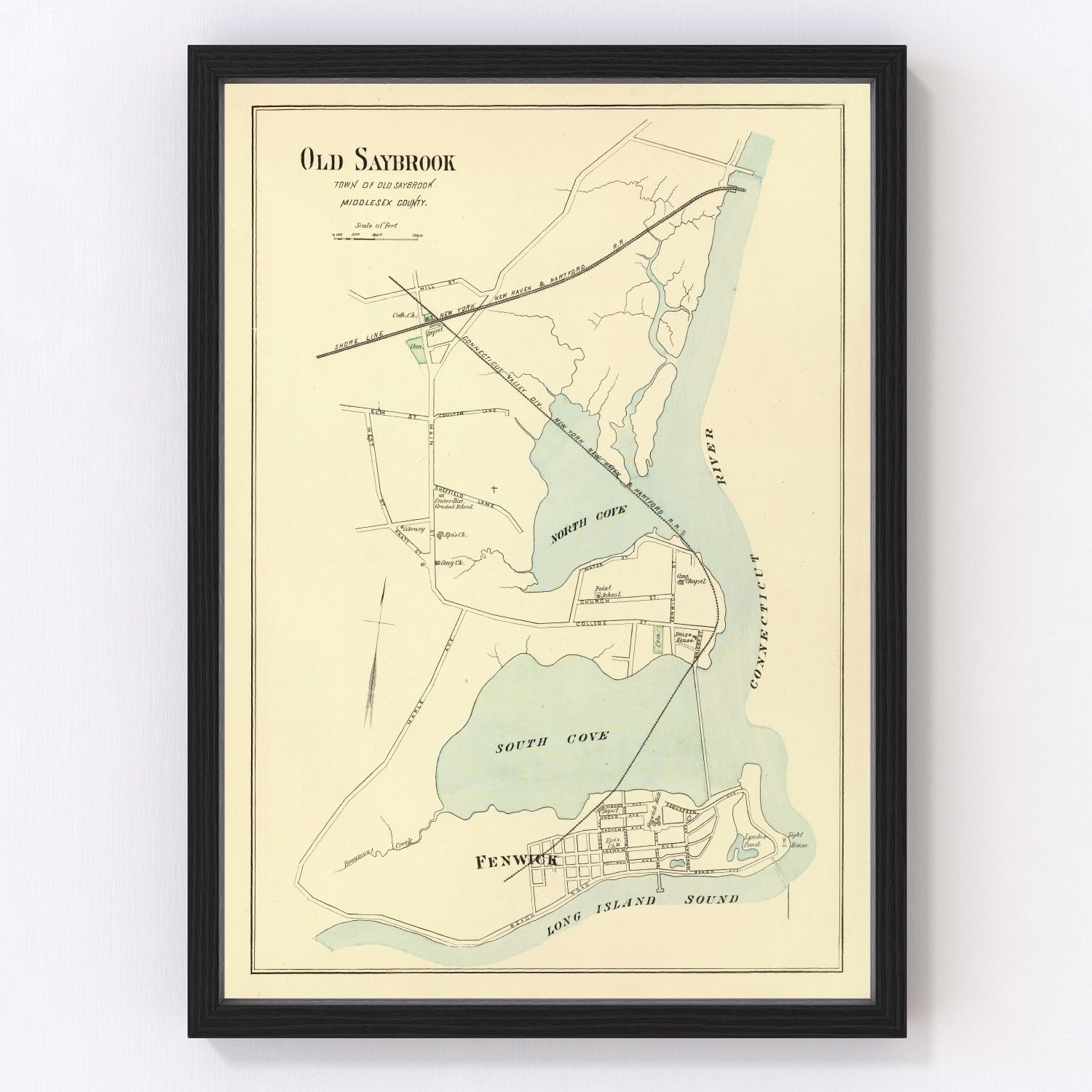 Vintage Map of Old Saybrook, Connecticut 1893