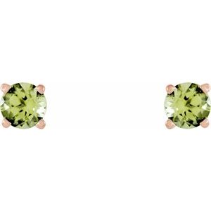 14K Rose Gold 4 mm Natural Peridot Earrings – image 2