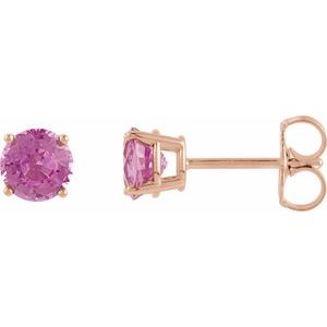 14K Rose Gold 4 mm Natural Pink Tourmaline Earrings