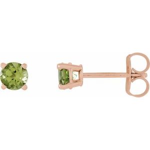 14K Rose Gold 4 mm Natural Peridot Earrings