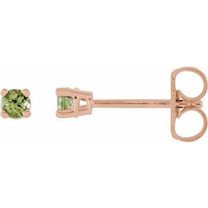 14K Rose Gold 2.5 mm Natural Peridot Earrings