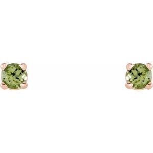 14K Rose Gold 2.5 mm Natural Peridot Earrings – image 2