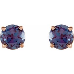 14K Rose Gold Lab-Grown Alexandrite Earring