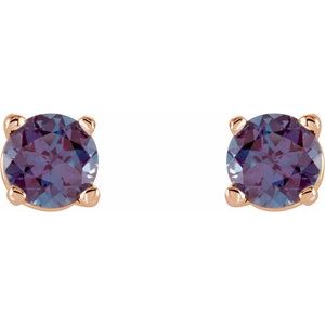 14K Rose Gold Natural Alexandrite Earring