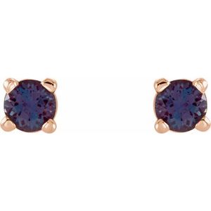 14K Rose Gold 2.5 mm Lab-Grown Alexandrite Earrings – image 2