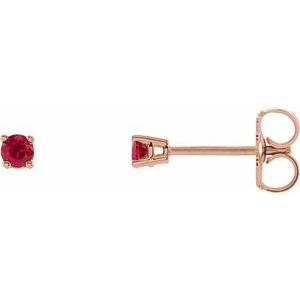 14K Rose Gold 2.5 mm Lab-Grown Ruby Earrings