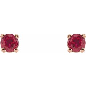14K Rose Gold 2.5 mm Lab-Grown Ruby Earrings – image 2