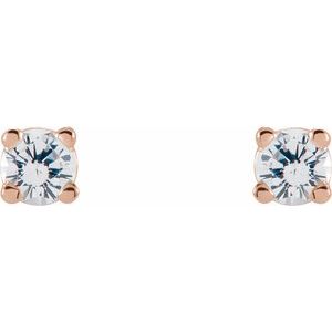 14K Rose Gold 2.5 mm Natural White Sapphire Earrings – image 2