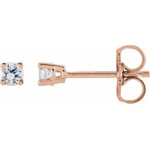 14K Rose Gold 2.5 mm Natural White Sapphire Earrings