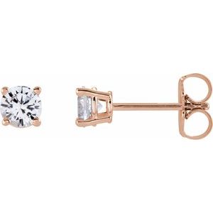 14K Rose Gold 4 mm Stuller Lab-Grown Moissanite Earrings