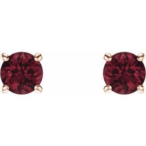 14K Rose Gold 5 mm Natural Mozambique Garnet Earrings – image 2