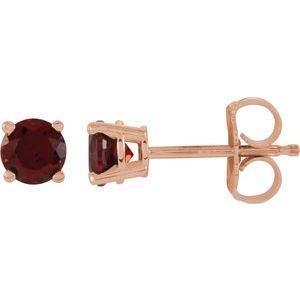 14K Rose Gold 4 mm Natural Mozambique Garnet Earrings